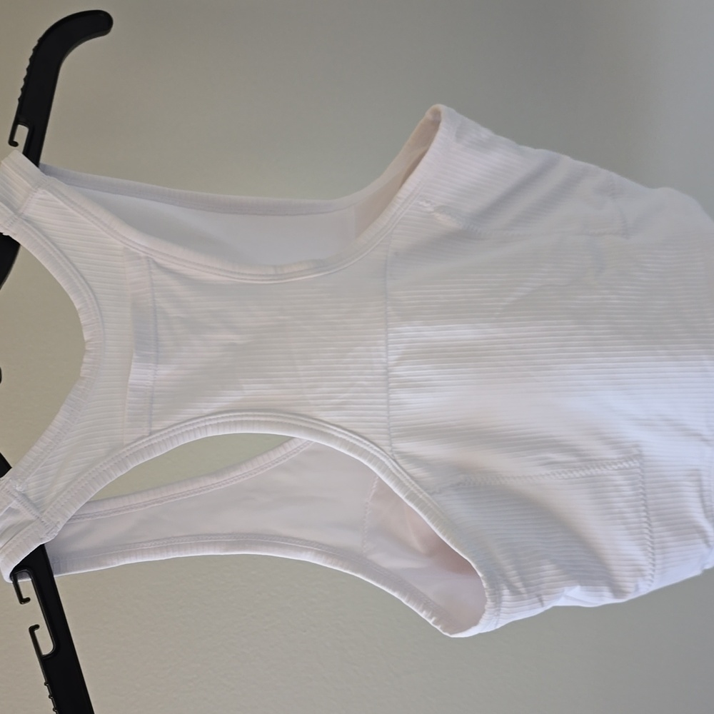 White Ribbed Racerback Bralette Top - Picture 4 of 9
